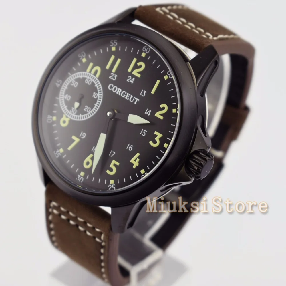 Corguet 45mm luminous men\'s watch hand-winding 6497 mechanical watch fashion business waterproof watch