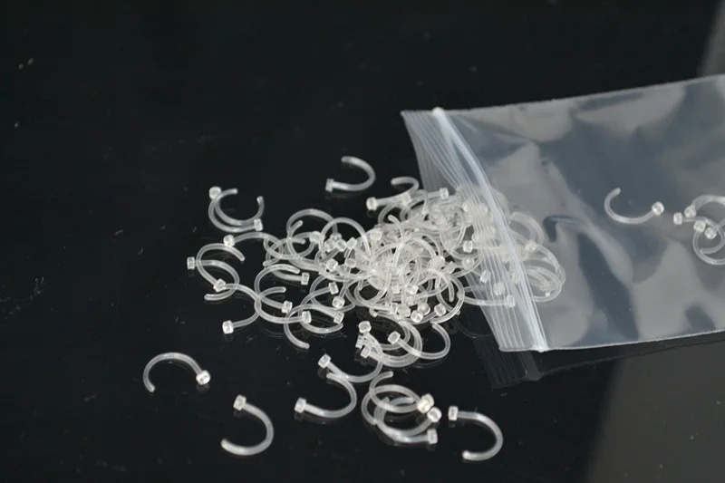 Free shippment LOT100pcs NOSE RETAINERS HIDE PIERCING  NOSE RING STUD SCREW 20g body piercing jewelry All Clear Flexible