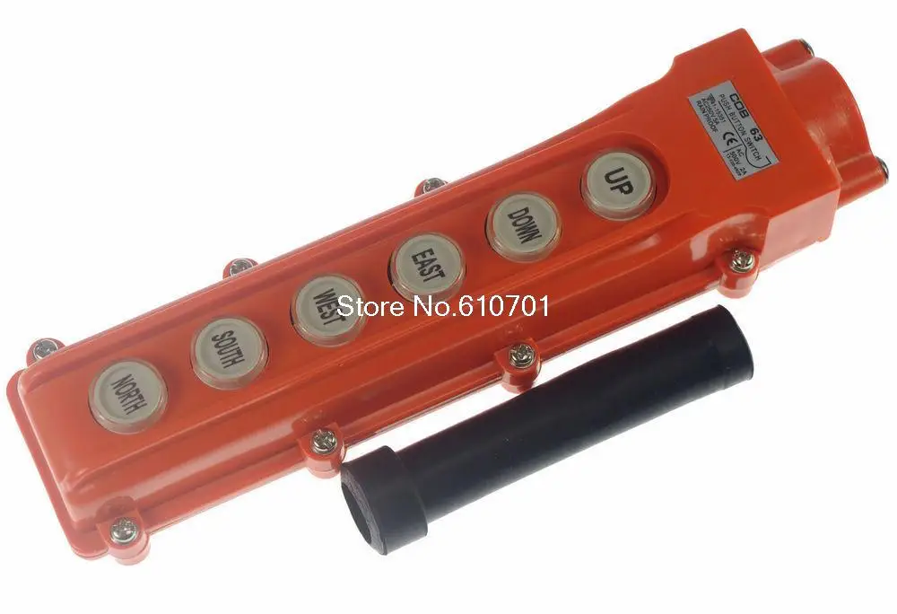 (1)For Hoist And Crane Control Station Push Button Switch 6Ways COB-63 Rainproof