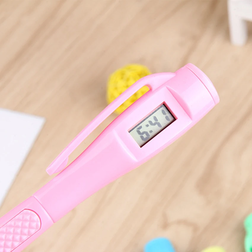 1PC Electronic Watch Pen For Office Clock Electronic Test Ball Pen Kawaii Creative Office Supplies Blue Ballpoint Pen