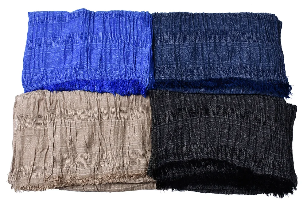 Năm 2018 Sang Trọng Ban Nhạc Khăn Áo Cotton Solid Khăn Choàng Nữ & Nam Lắc Chân Dạ Nỉ Dệt Dài Scarfs Với Tua Rua 175*80 Cm