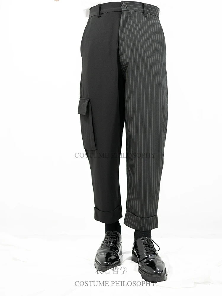 Original design baggy male casual pants personality asymmetrical wide leg pants 27-44! Big size, high quality pants