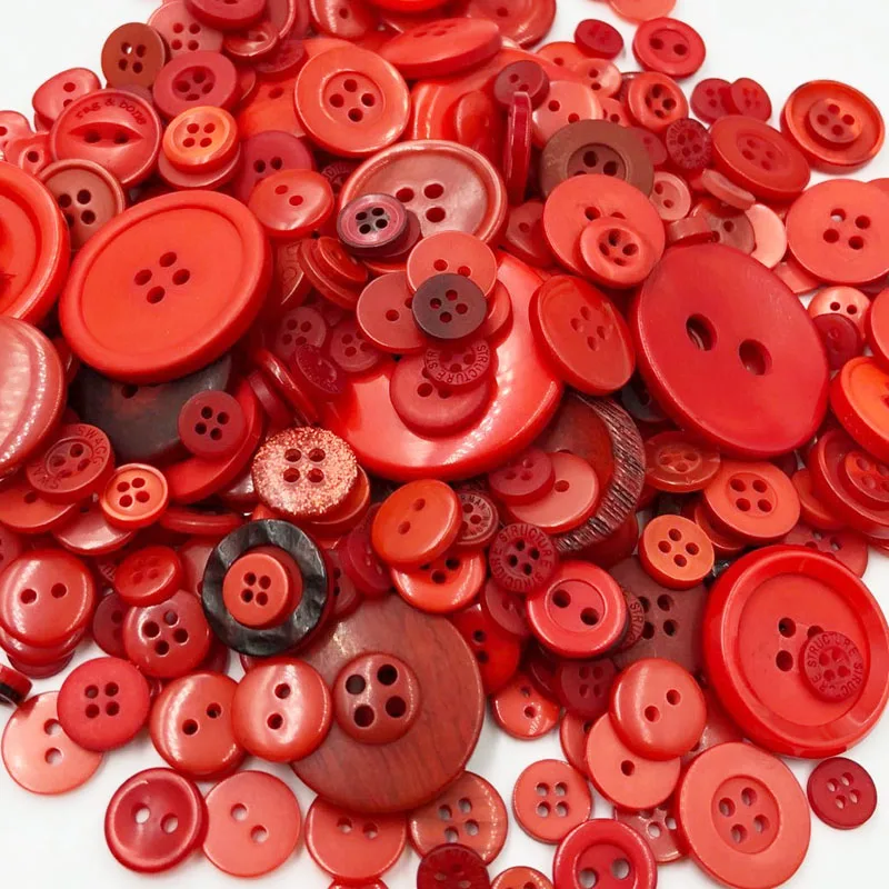 Red 50 Gram DIY Making Hand Knitting doll\'s clothing Buttons Resin Promotions Mixed Sewing Scrapbook PT233