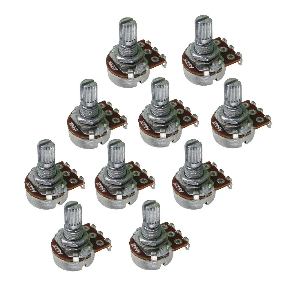 FLEOR 10PCS Short Shaft Mini Potentiometer A500K for Electric Guitar