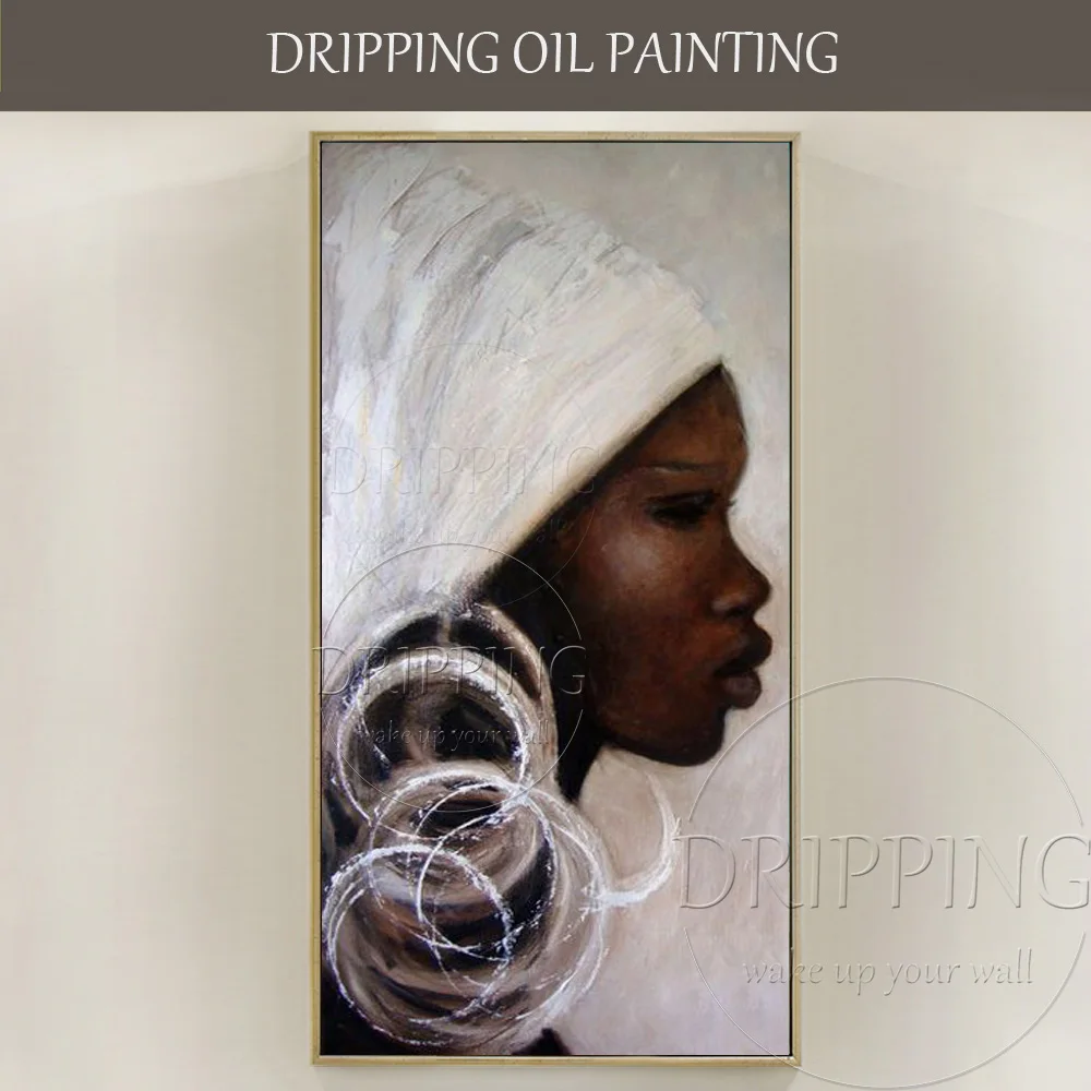 

Hand-painted High Quality Abstract Africa Woman Portrait Oil Painting on Canvas Abstract Africa Woman Pictures for Living Room