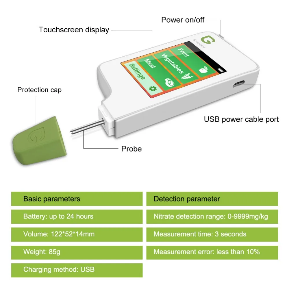 GREENTEST 2 Digital Food Nitrate Tester Vegetable Fruit Meat Nitrate Residue Food Environmental Safety Tester