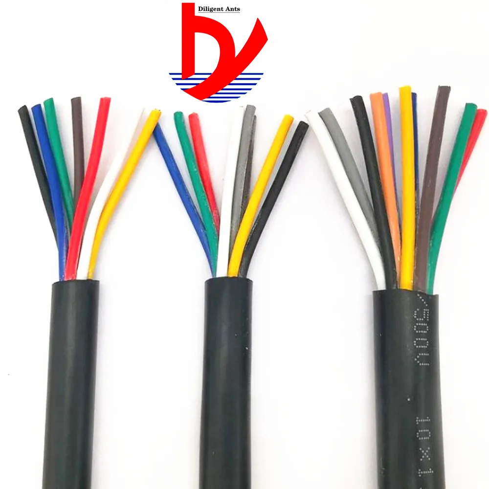 24 AWG 0.2MM2 RVV 2/3/4/5/6/7/8/10/12/14/16/18 Cores Pins Copper Wire Conductor Electric RVV Cable Black