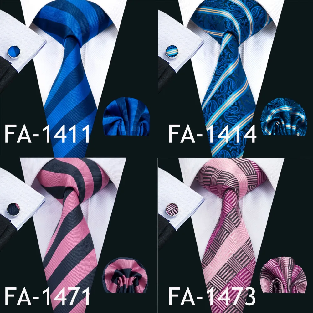 Barry.Wang Designer Men\'s Ties For Men 22 Colors Ties Set Fashion Woven Neck Tie Hanky Cufflinks Set For Wedding Party Business