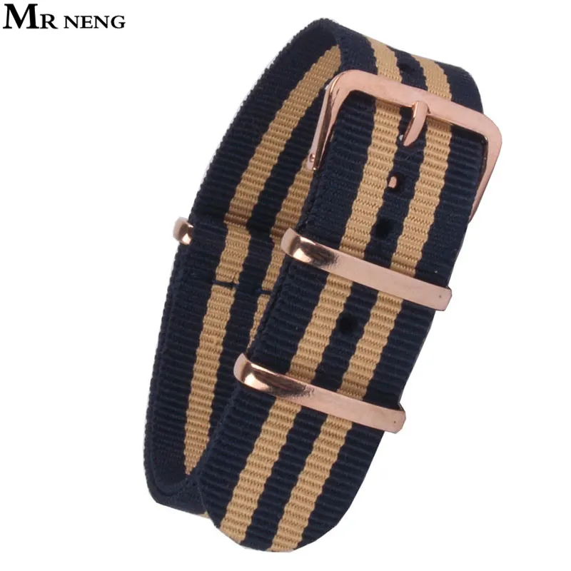 MR NENG High quality 18MM 20MM 22MM strap Rose gold buckle straps Watch band watch strap 22mm Man strap on for hours