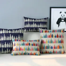 Nordic Cartoon Bottle Pillow Cover Solid Blue Cushion Home Decorative Office Sofa PillowCase