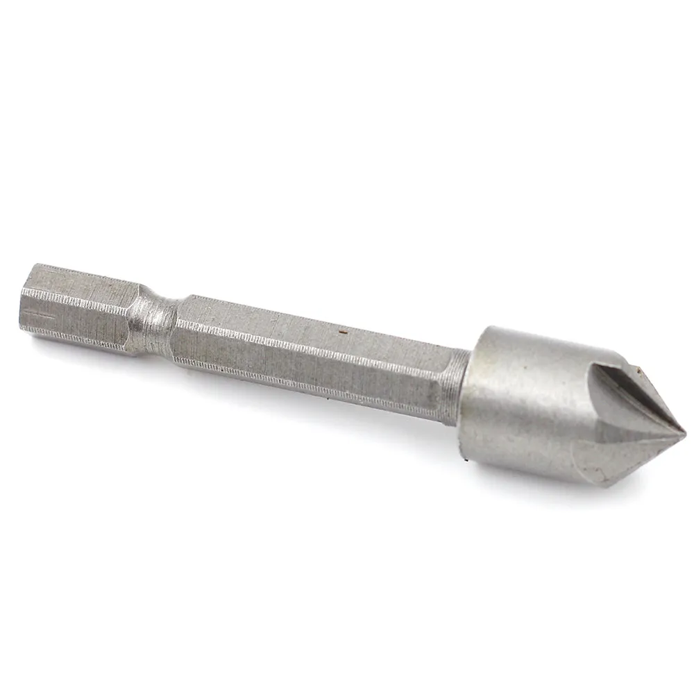 Conjunto de broca de chanfro 5 peças, 1/4 ''haste 5 flauta chanfro conjunto misto cortador banco broca ferramenta carpintaria profissional ferramentas