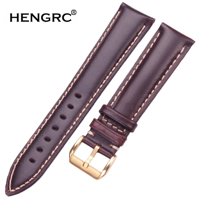 Smooth Calfskin Watch Strap Belt 18 19 20 21 22 24mm Black Dark Brown Women Men Watch Band Silver Gold Pin Buckle