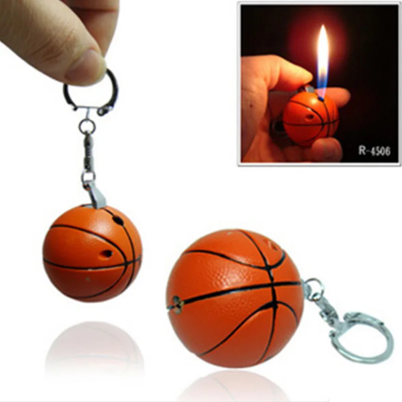 Novelty Basketball Shape Lighters Refillable Butane Gas Cigarette Lighter Key Chain Ornaments Gift For Smokers