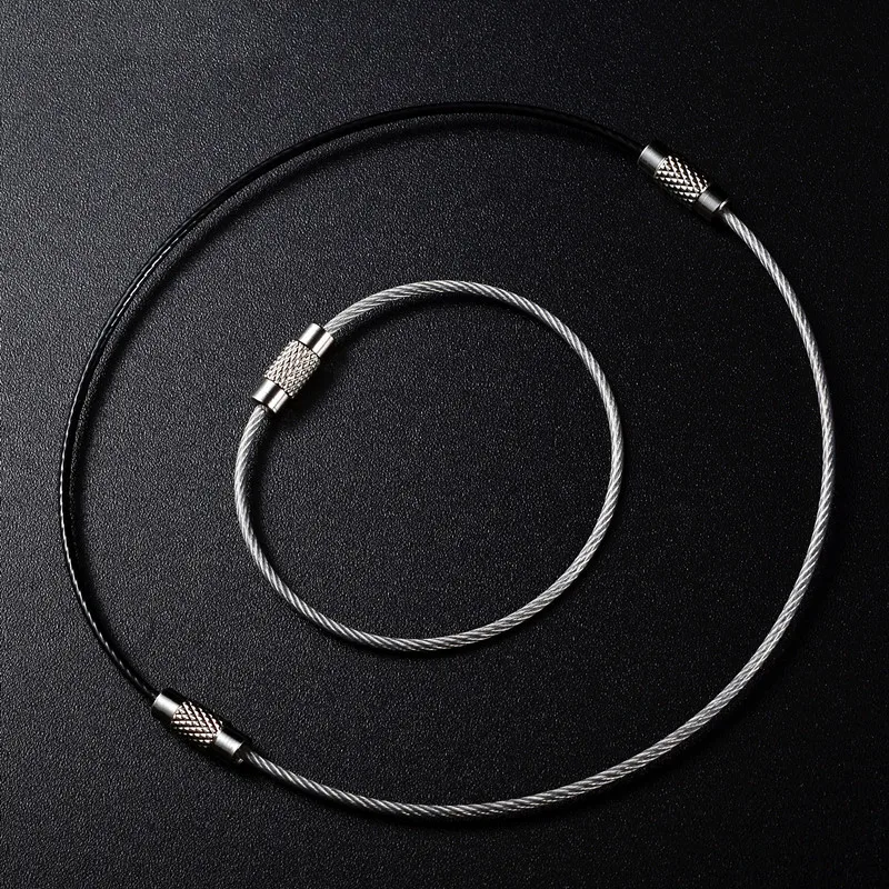 QOONG 10PCS Stainless Steel Traveler Key Chain Holder Metal Wire Circle Keychain Men Strap Keyholder Key Ring Accessories Q05