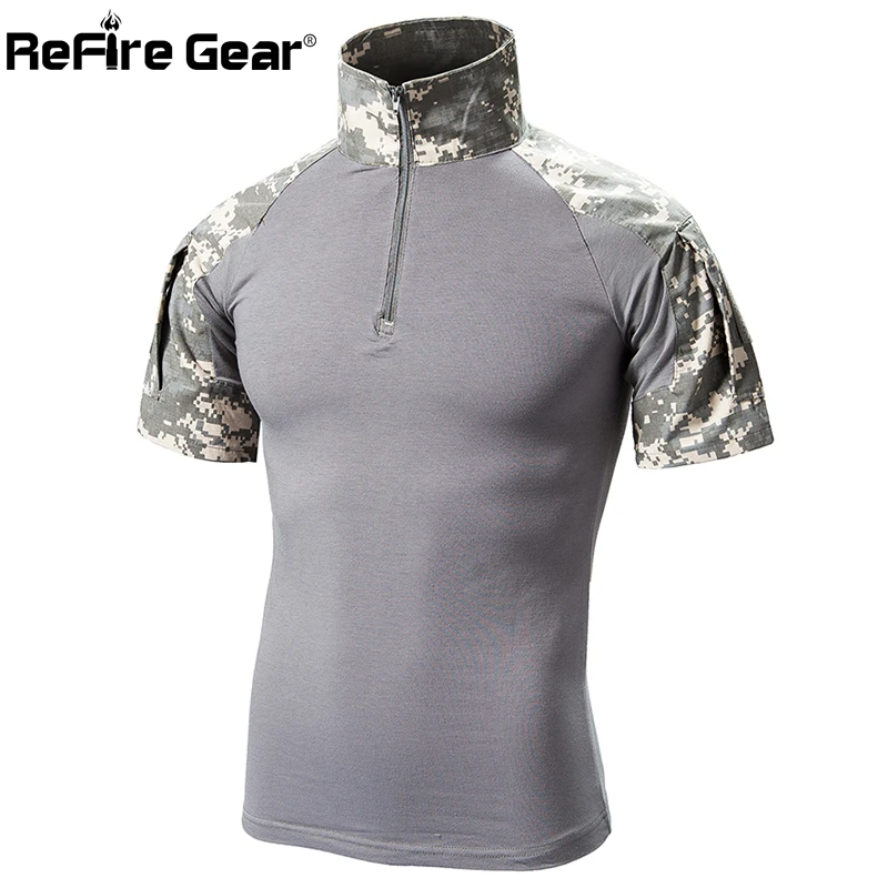 Summer Camouflage Army Tactical T Shirt Men Short Sleeve Soldiers Combat Military T-shirt Multicam Clothing Cotton Camo T Shirts