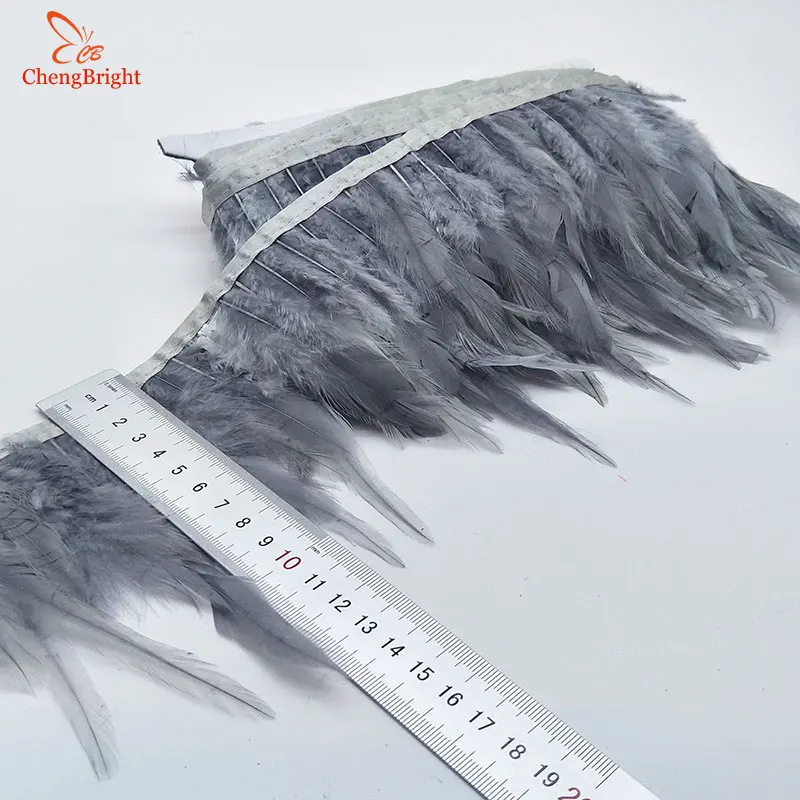 ChengBright  10Yards Chicken Cock Feathers Trim Cloth Sideband Chicken Pheasant Feather Trims Clothing Wedding Feather Ribbon A