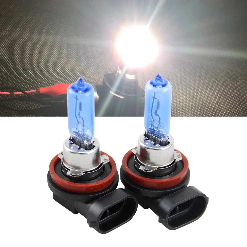 Bombilla halógena para coche, faros delanteros antiniebla, Luz Súper blanca, H8, H9, H11, 12V, 65W, 6500K, un par