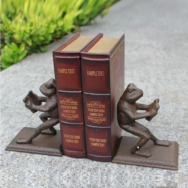 one pair-Book End -Metal iron frog shape Bookends-Creative office/bedroom/home decor The Thinker Bookends-great gift-brown color