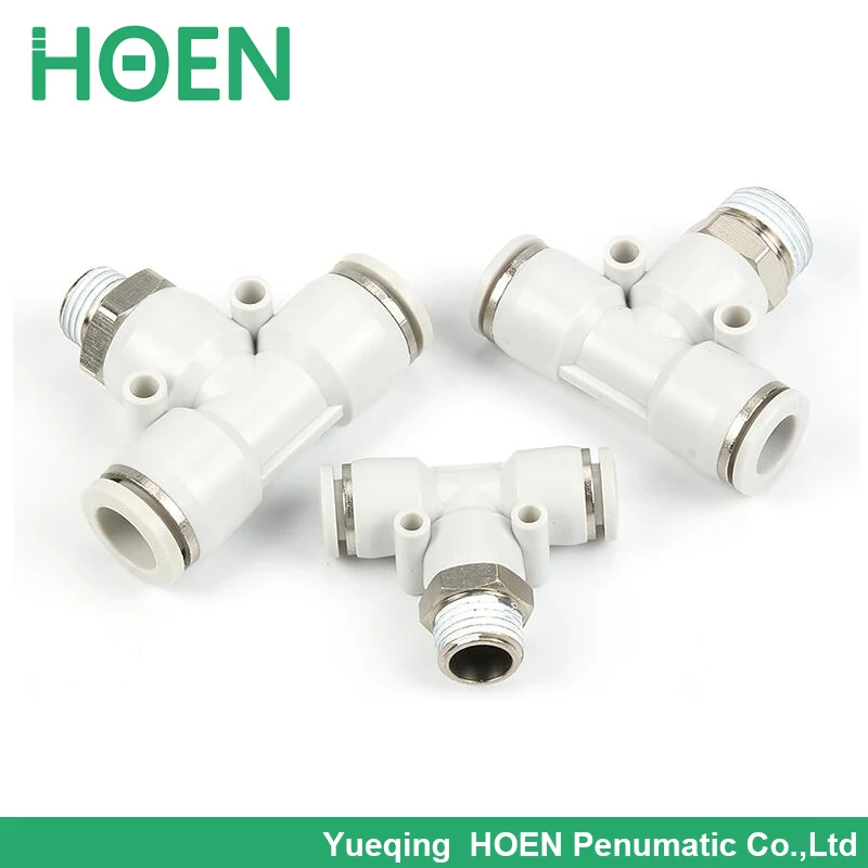 

PB4 01 PB T Type Threaded Tee Push-in Fitting 4mm joint pipe 1/8 Thread Air Quick Conneactor Pneumatic Air Fittings PB4-01