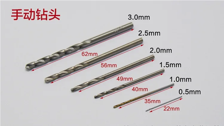 NEW Mini Micro Aluminum Hand Drill Bit + 5x Twist Drills BitRotary Tools + Securing clip for Woodworking