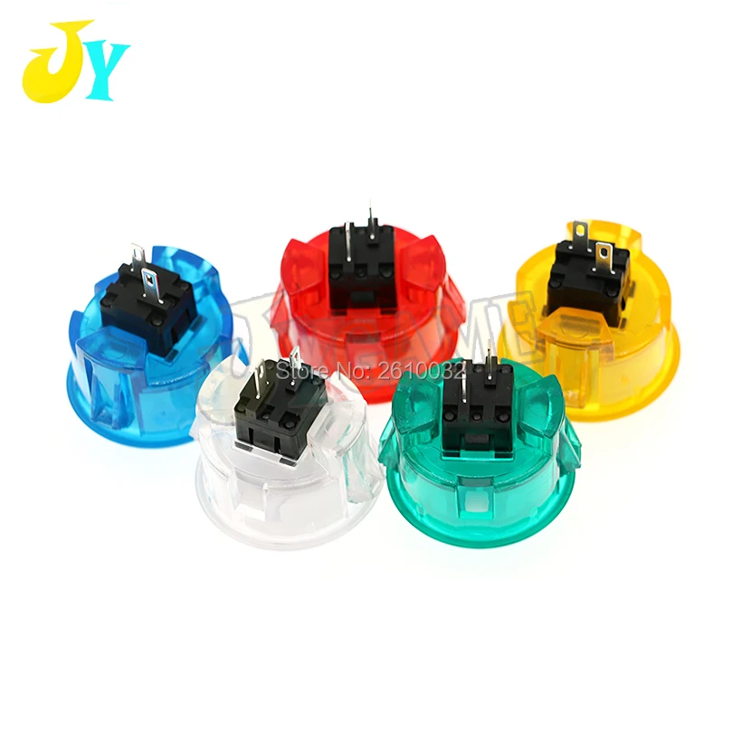 20pcs Clear Arcade Push Button 30MM Start Switch Buttons 2.8mm Terminal Microswitch 5 Colors Available