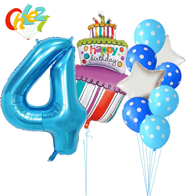 10pcs 40Inch Number 1 2 3 4 5 Foil Balloons Baby Shower 1st Birthday Party Decor Supplies Boy Girl Ball 2.8g Latex Helium Globos