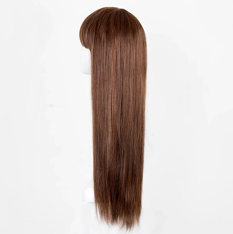 Flat Bangs Wig Fei-Show Synthetic Long Straight Light Brown Hair Heat Resistant Fiber Female Costume Cos-play Women Hairpieces