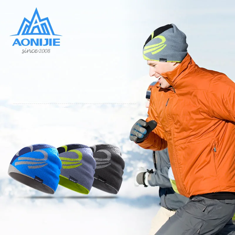 AONIJIE Winter Knitted Hats Snowboarding Cap Winter Windproof Thick Warm Running Outdoor Sports Ski Running Caps