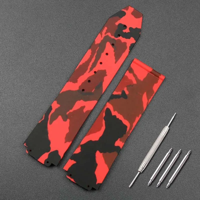 Correa de camuflaje de silicona para hombres y mujeres, hebilla de correa de goma deportiva impermeable, 25mm x 17mm