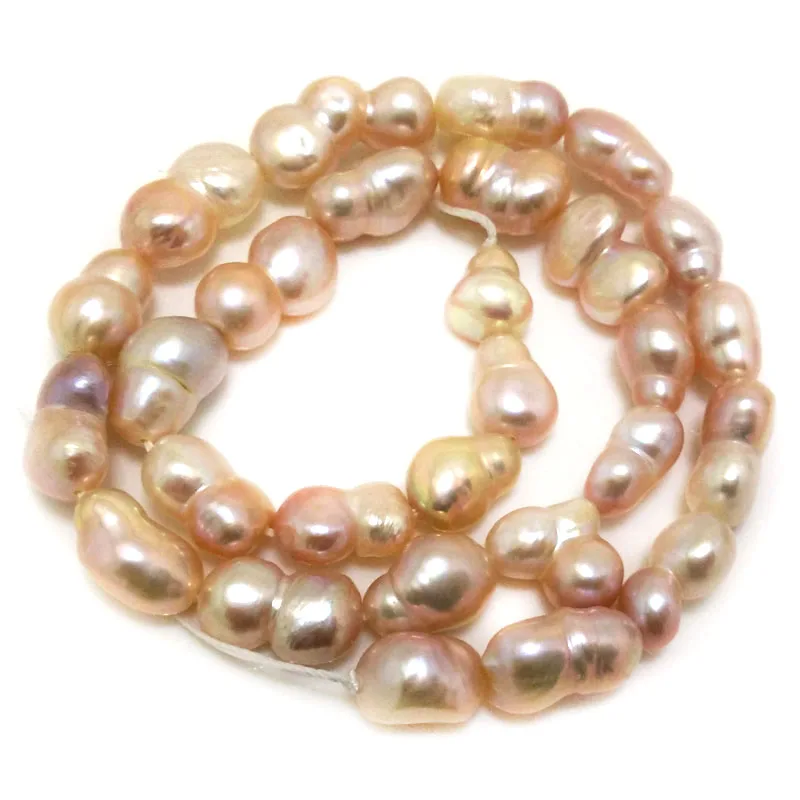 16 inches 9-10mm Natural Lavender Freshwater Baroque Peanut Shaped Pearl Loose Strand