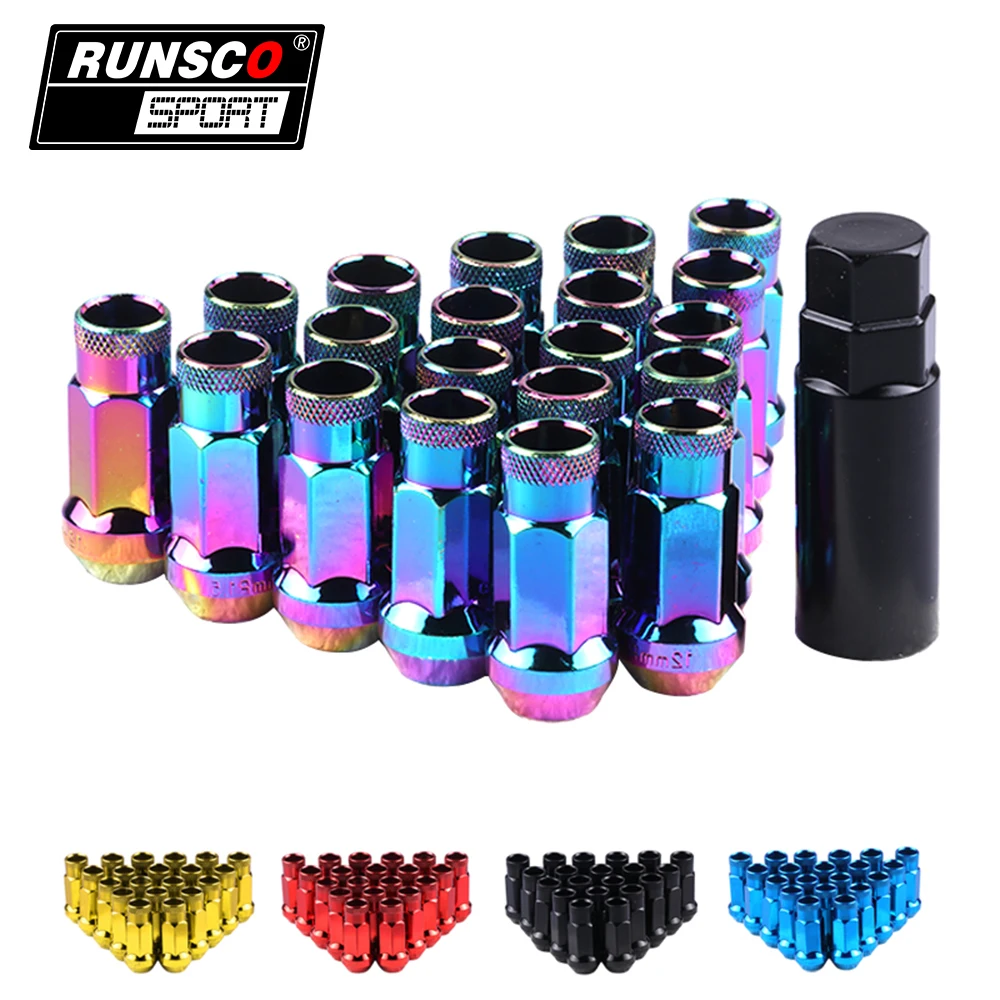 20PCS RACING WHEEL STEEL NUTS EXTENDED WHEELS TUNER LUG NUTS OPEN END