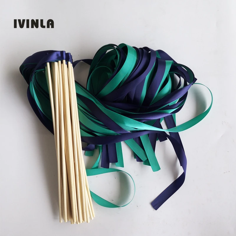 

50pcs/lot Navy stain ribbon wedding wands Without Bells for wedding decoration