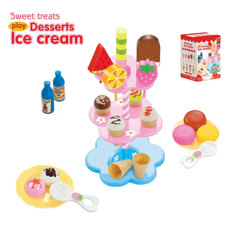 pretend play children Kitchen simulation Ice Cream Stack Up DIY Scene simulation parent-child interaction toy for children Gifts