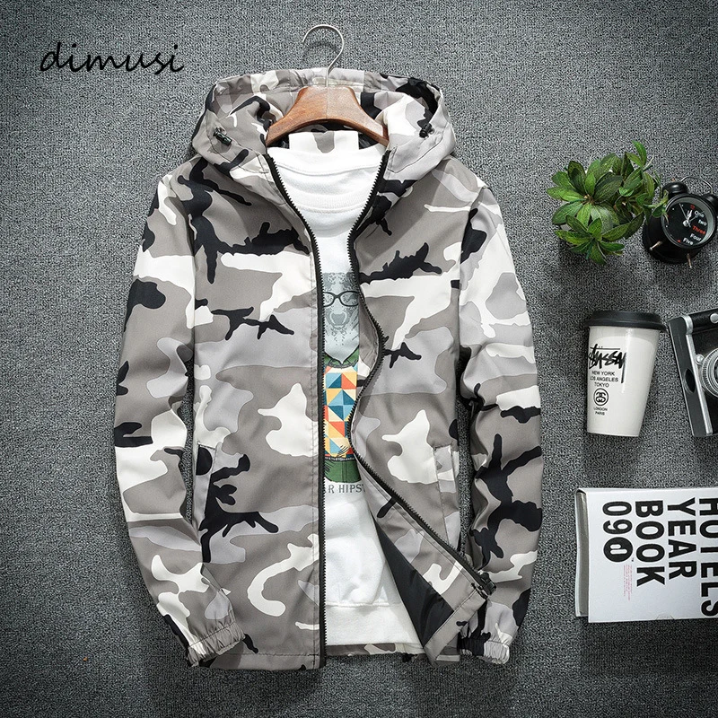 Spring Autumn Mens Hiking Jackets Men Casual Windbreaker Camouflage Hooded Coats Mens Fashion Hip Hop Bomber Jackets Clothing