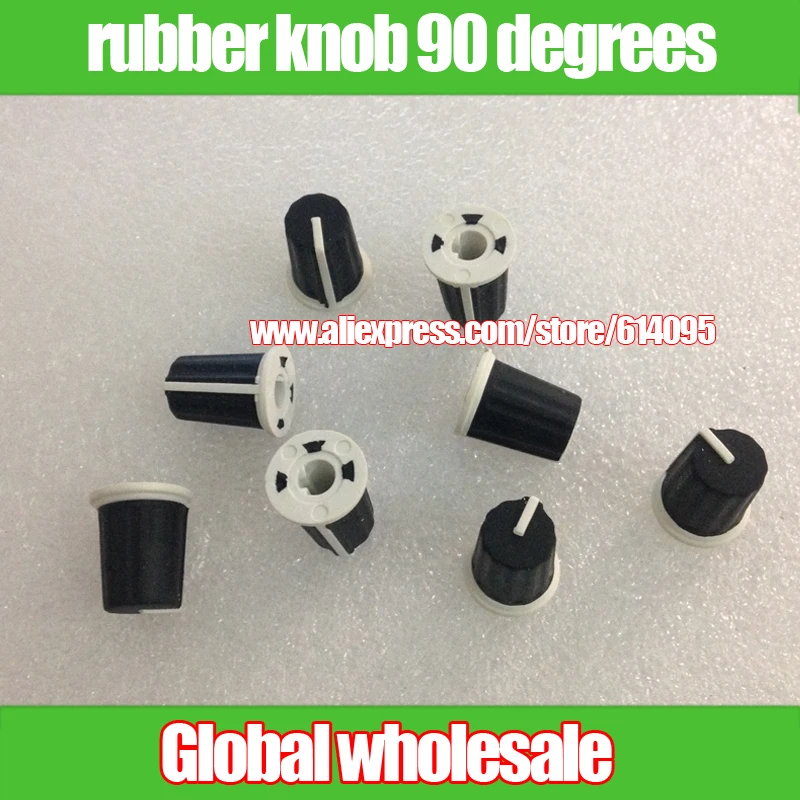 

100pcs Black Half axle potentiometer Rubber knob / indicator 90 degree / mixer / appliance / instrument adjustment knob /16*19mm