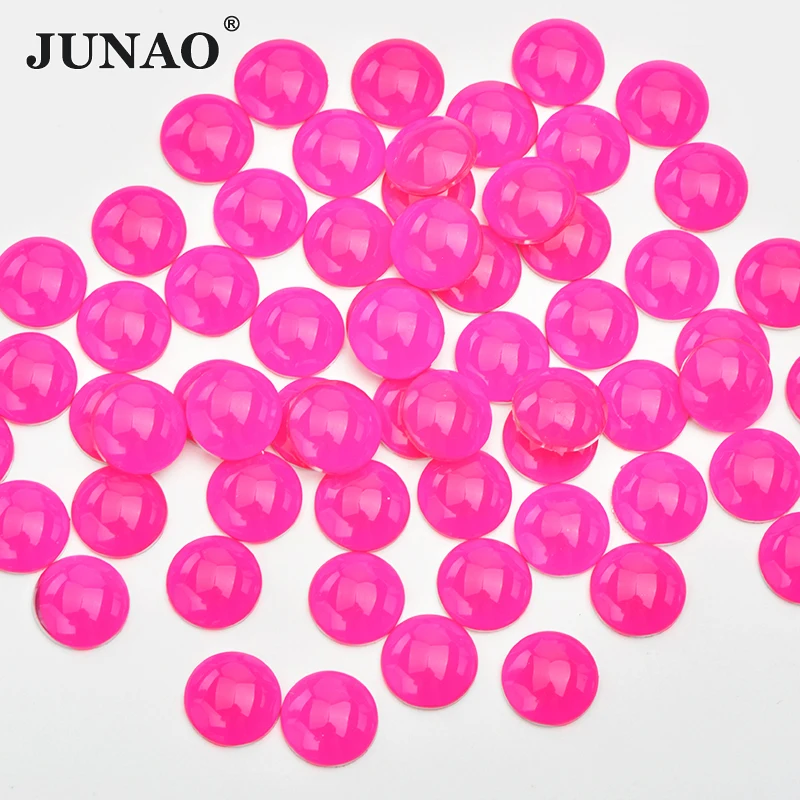 JUNAO 4mm 12mm Neon Green Color Flatback Decoration Rhinestone Applique Round Nail Art Crystal Stone Stickers Non Hotfix Strass