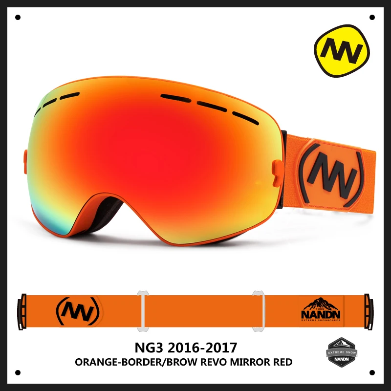 NANDN Marke Ski Brille Doppel UV400 Anti-Fog Ski Brille Maske Skifahren Männer Frauen Schnee Brillen Snowboard Brille Austauschbare objektiv