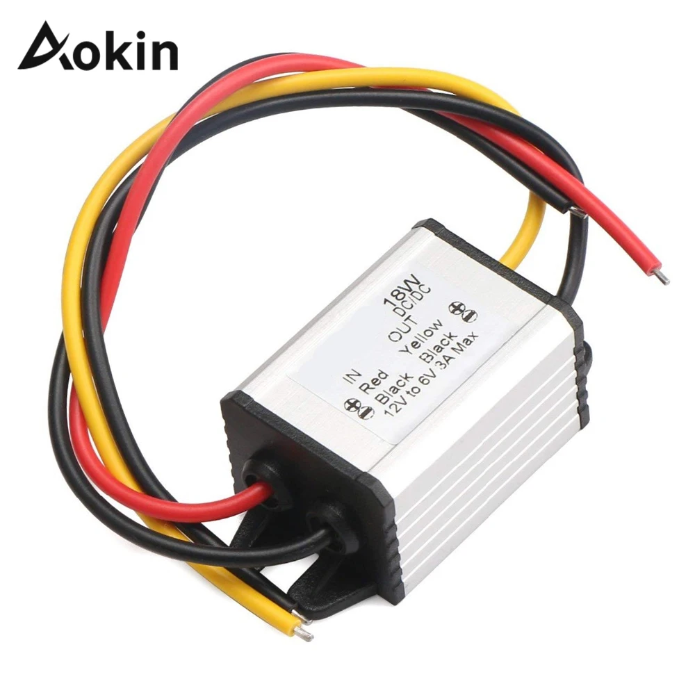 12V to 6V Converter Car Power Converter Buck Voltage Regulator 3A 18W Waterproof High Efficiency Step Down Volt Module Power