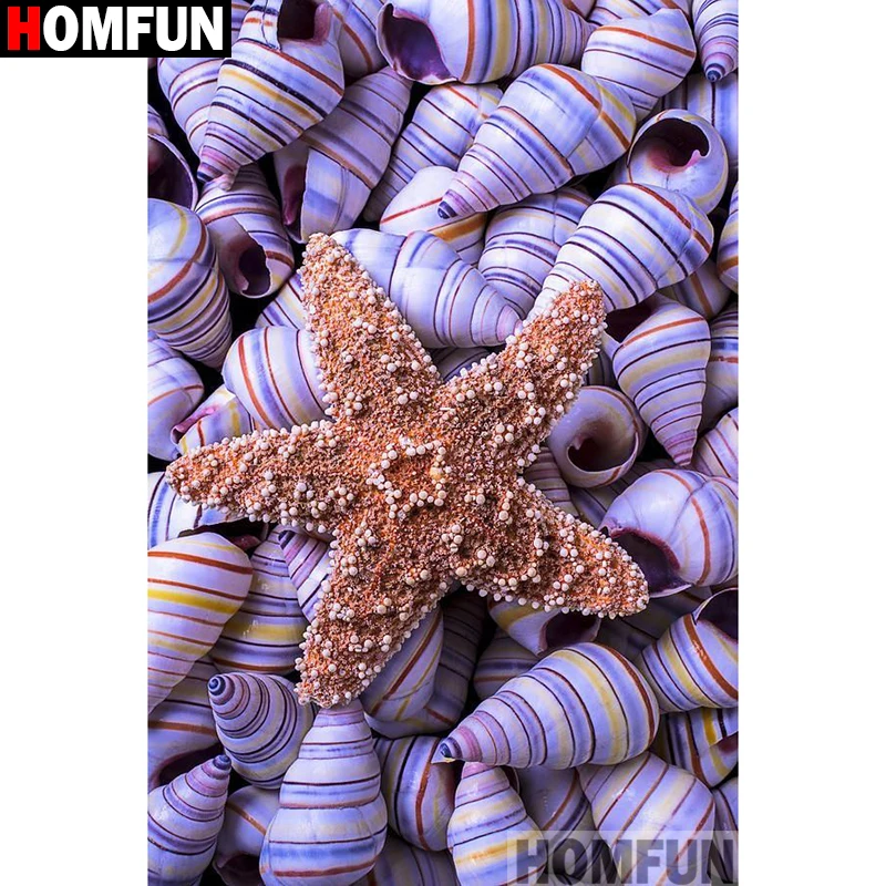 

HOMFUN Full Square/Round Drill 5D DIY Diamond Painting "Sea star conch" Embroidery Cross Stitch 3D Home Decor A10689