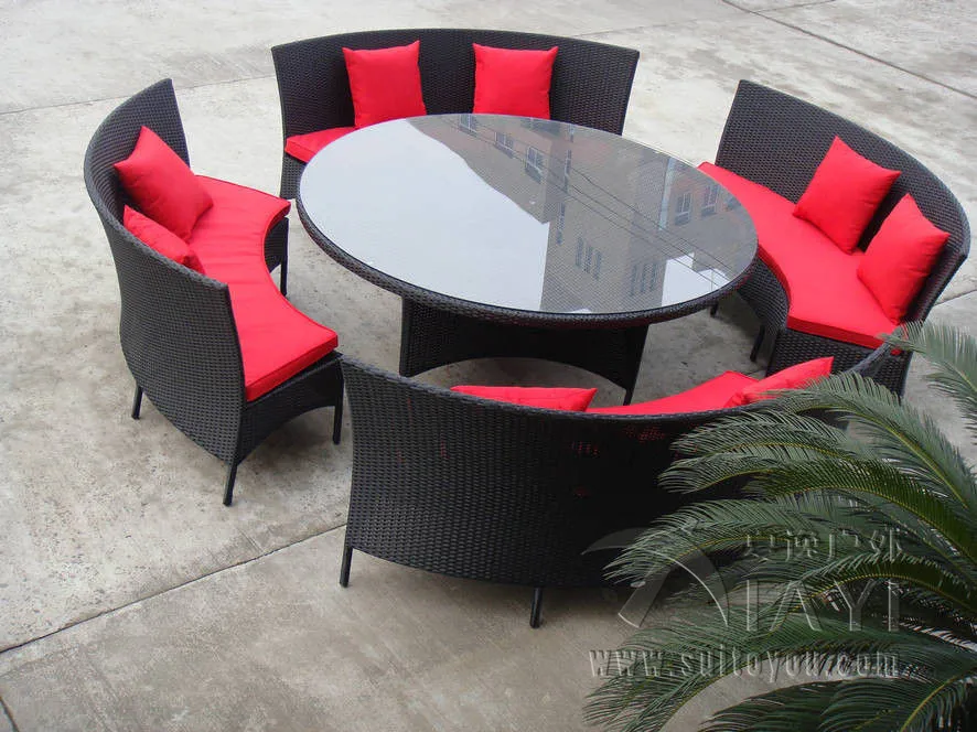 5 pcs Hand-Woven Poly Rattan Garden Dining Sets With Cushion transport by sea