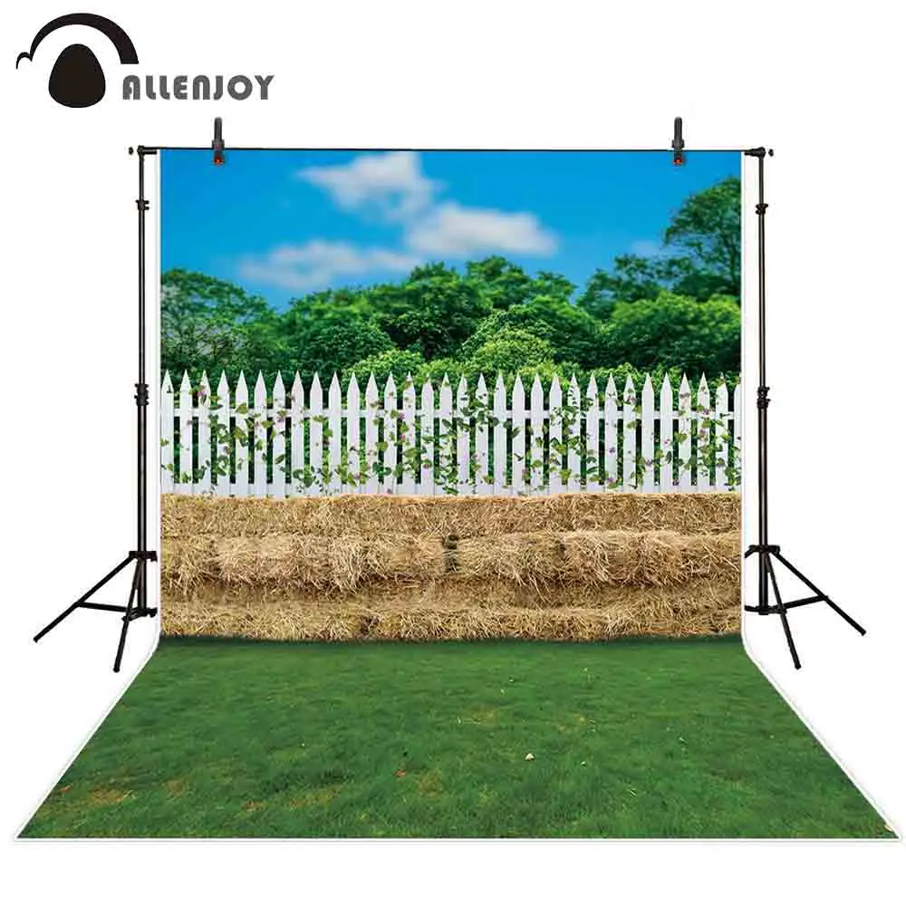 

Allenjoy photographic backdrop fence rural agriculture plants straw grassland field meadow holiday photography background