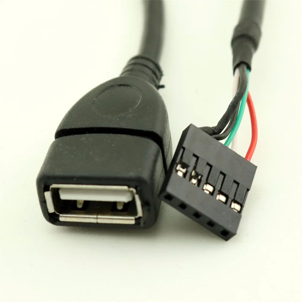 1 unidad 10cm USB 2,0 tipo A hembra a Dupont 5 pines hembra adaptador de placa base de datos Cable negro