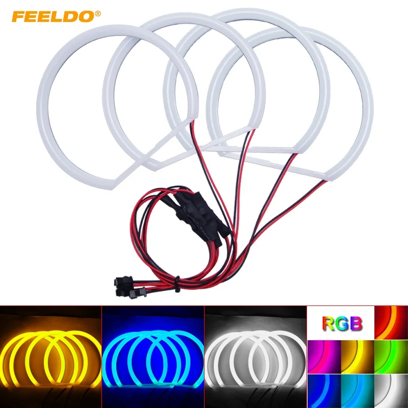 FEELDO 4X131mm Auto Halo Rings Cotton Lights SMD LED Angel Eyes for BMW E36/E38/E39/E46 Car Styling #HQ3428