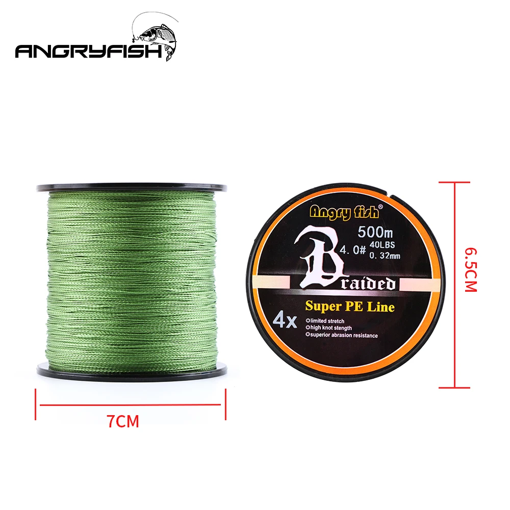 Angryfish 4 Strands 500m Braided Fishing Line Multifilament Fishing Line Smooth 10-80LB