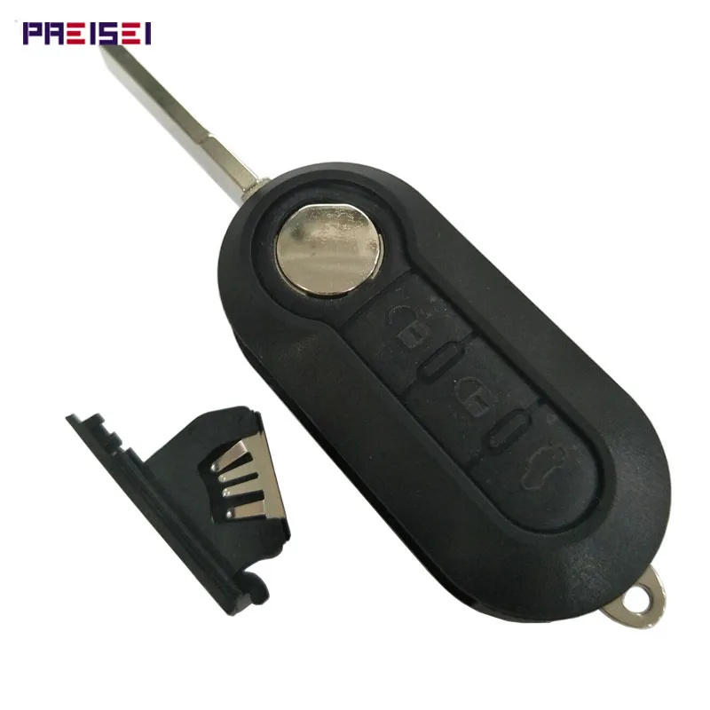 

PREISEI 3 Buttons Black Car Flip Key For Fiat 500 Remote Key Case Fob Car Accessories Replacements