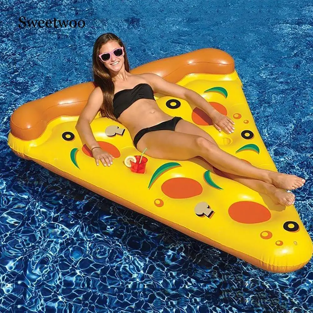 180cm Summer Inflatable Lovely Pizza Shape Floating Bed Swim Pool Floats Raft Air Mattresses Swimming Fun Beach Toy For Adult