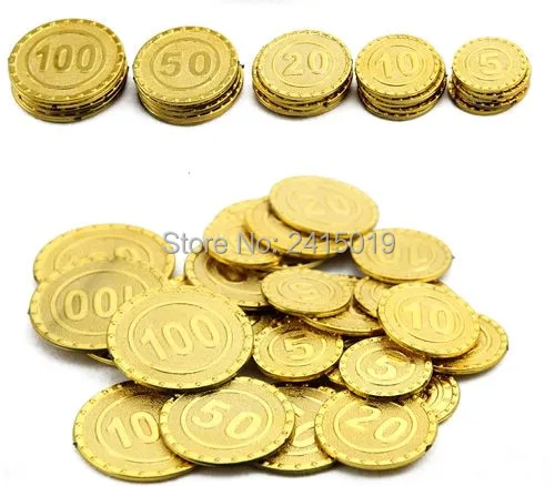 Wholesale cool 1000pc plastic Spanish pirate treasure gold coins props toys for Birthday party favors cosplay kids hours fun