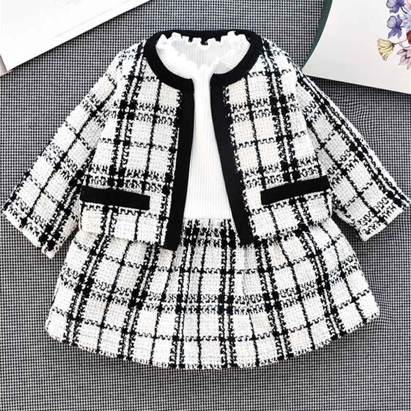 Spring Newborn Baby Girl Clothes Set Long Sleeve Open Stitch Dress Outfits Toddler Kids Girls Clothing