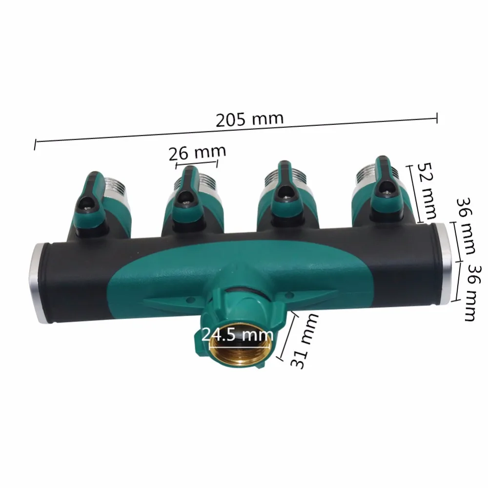 1 sztuk 4 Way złącze węża ogrodowego stopu cynku przejściówka rozgałęziająca pasuje z kran na zewnątrz zraszacz systemy nawadniania kropelkowego 3/4