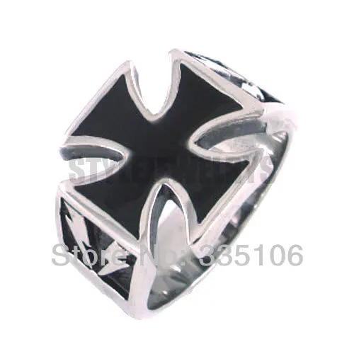 Classic German Army Iron Cross Ring Stainless Steel Punk Motor Biker Men Jewelry SWR0125